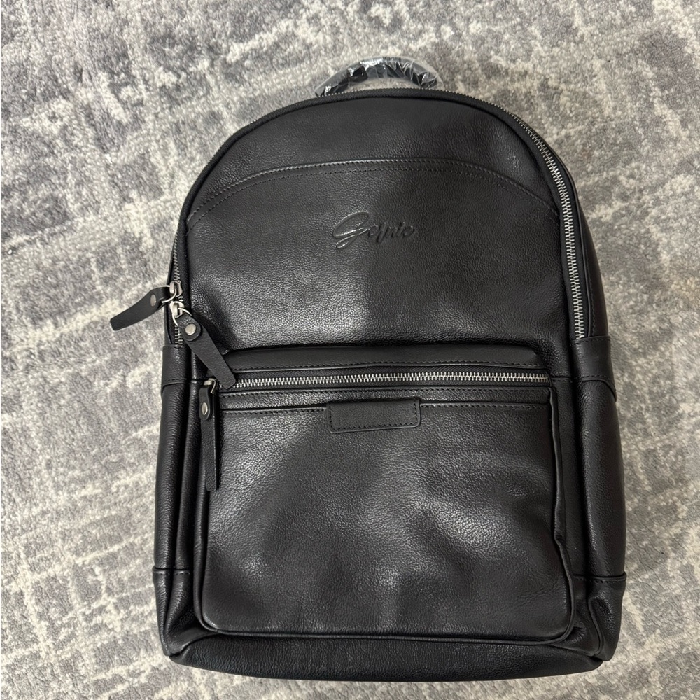 Sleek Black Leather Backpack